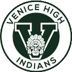 Venice High School Indians emblem featuring a Native American chief's head inside a circular badge for the Physical Therapy department.